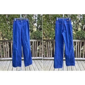 Size Women's 10 70's Wide Leg Blue Denim Jeans Pants Vintage Time & Time Again